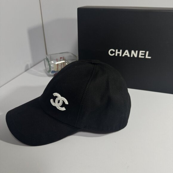 CHANEL Black Cap with White Logo - Picture 1 of 9